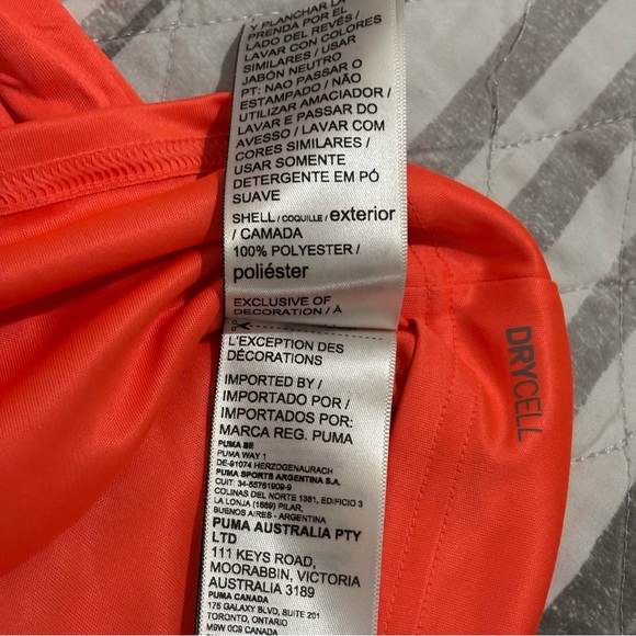 Puma Fit Poly Mens Drycell Short Sleeve Orange Tee - Picture 5 of 6